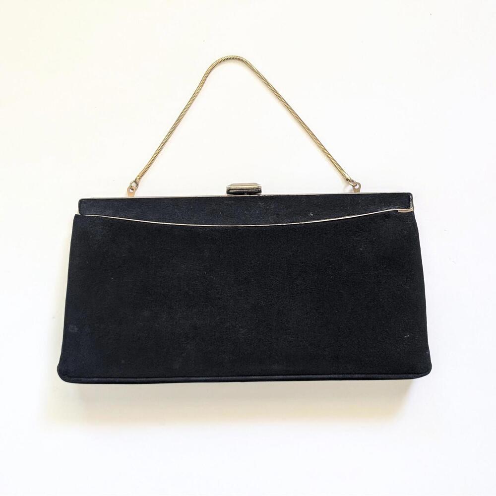 Vintage Black Crepe Evening Handbag